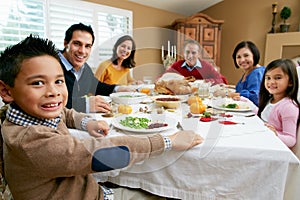 Multi Generation Family Celebrating Thanksgiving