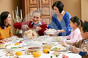 Multi Generation Family Celebrating Thanksgiving