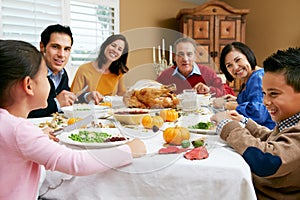 Multi Generation Family Celebrating Thanksgiving