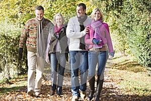 Multi-generation family enjoying autumn walk