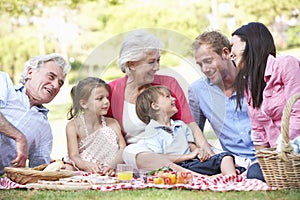 Multi Generation Family Enjoying Picnic Together