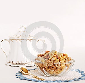 Multi-grain Cereal Served in Vintage Dishes