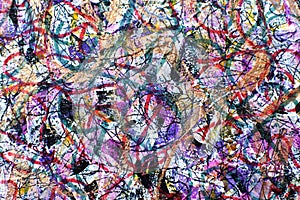 Multi-layer multi-colored background with a chaotic pattern. Twisted multicolored lines.