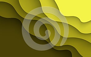 Multi layers yellow color texture 3D papercut layers in gradient vector banner. Abstract paper cut art background design