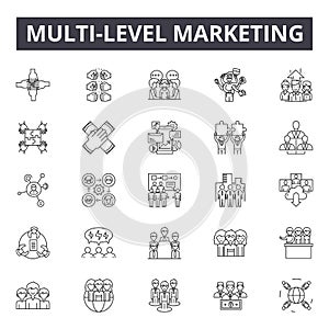 Multi-level marketing line icons, signs, vector set, outline concept, linear illustration