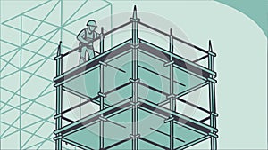 MultiLevel Scaffolding with Worker, vector design Generative AI
