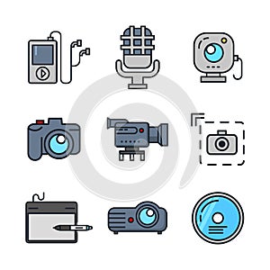 Multi Media Icon Color Illustration Design