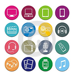 Multi-media round icon sets