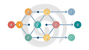 Multi-Node Data Flow Diagram Infographic, vector design Generative AI