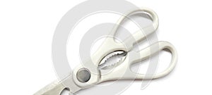 Multi Purpose Kitchen Scissors with Bottle Opener Isolated on White Background