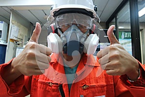 Multi-purpose respirator half mask for toxic gas protection.