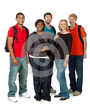 Multi-racial college students on white