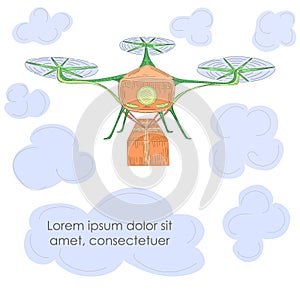 Multi Rotor Drone Flying in the Sky