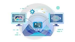 Multi-Screen Data Analysis Dashboard, vector design Generative AI