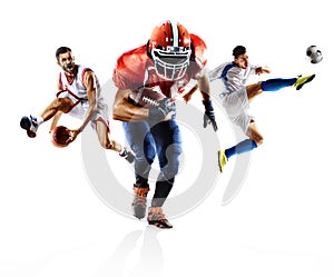 Multi sport collage soccer american football bascketball photo