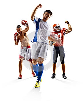 Multi sport collage soccer american football boxing