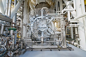 Multi stage centrifugal gas compressor radial type at offshore oil and gas central processing platform. photo