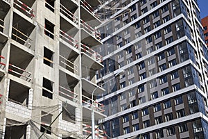 Multi-storey building under construction new residential complex, Moscow, Russia
