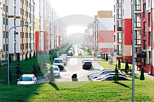 multi-storey complex of new buildings from balcony