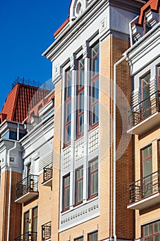 Multi-storey old building with windows