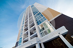 Multi-storey residential building with panoramic Windows and balconies