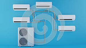 Multi-system air conditioner. 3d render photo