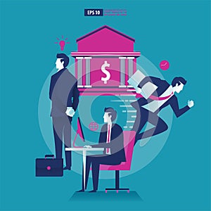 Multi tasking businessman activities to become successful. Business Vector Illustration