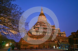 The multi terraced Shwe San Daw Pagoda in Bagan, Myanmar