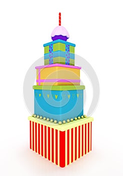 Multi-tiered birthday cake