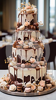 Multi tiered Birthday Cake decorated with choloates