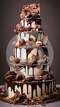 Multi tiered Birthday Cake decorated with choloates