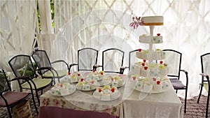 Multi-tiered wedding cakes, decorated cake