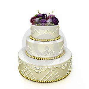 Multi-tiered wedding celebration cake