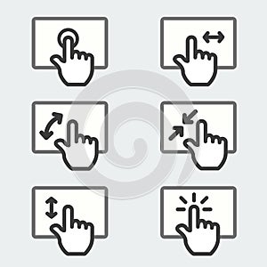 Multi touch pad phone gestures icon thin line web sign symbol logo label