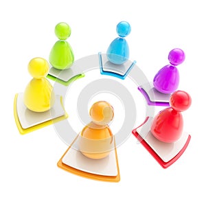 Multi user network connection emblem icon isolated