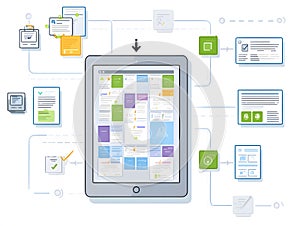 Multi Window Desktop Workflow Productivity Concept on Tablet