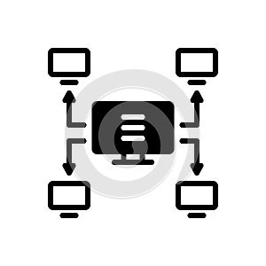 Black solid icon for Multicast, cyber and security