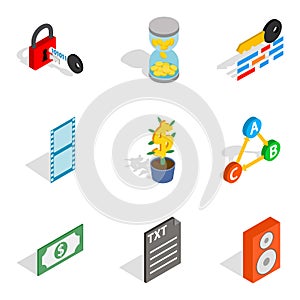 Multicasting icons set, isometric style