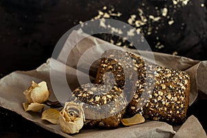 Multicereal bread over paper