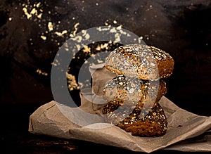 Multicereal bread over paper