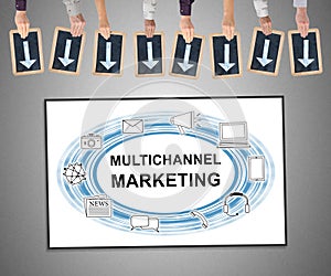 Multichannel marketing concept on a whiteboard