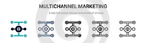 Multichannel marketing icon in filled, thin line, outline and stroke style. Vector illustration of two colored and black