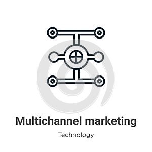 Multichannel marketing outline vector icon. Thin line black multichannel marketing icon, flat vector simple element illustration