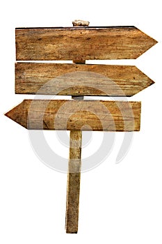 Multichoice Crossroad Wooden Arrows Signs Isolated photo