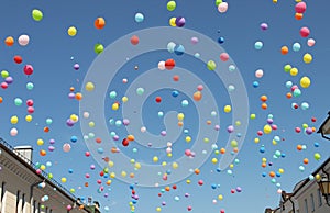 Multicilored balloons on the sky