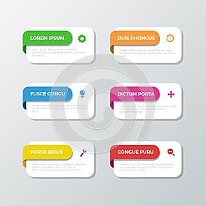 Multicolor 6 step process vector template