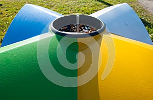 Multicolor ashtray and recycling bin