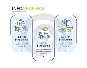 Multicolor athletic scholarship layout with linear icons