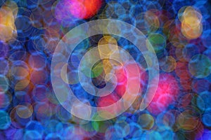 Multicolor bokeh circle background. Christmas abstract background with booble bokeh lights.