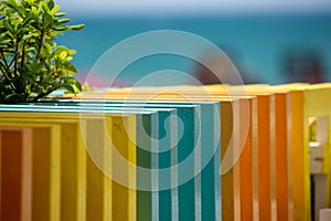 Multicolor border in the beach cafe photo